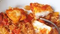 Spicy fish and rice bake in tomato sauce Spicy fish and rice bake in tomato sauce