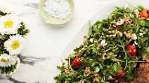 Dill-Crusted Pork Tenderloin with Farro, Pea, and Blistered Tomato Salad Recipe | Epicurious Dill-Crusted Pork Tenderloin with Farro, Pea, and Blistered Tomato Salad Recipe | Epicurious