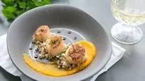 Spicy Scallops with Pumpkin Puree Spicy Scallops with Pumpkin Puree