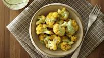 Curry Spiced Cauliflower with Cucumber Cilantro Raita Recipe Curry Spiced Cauliflower with Cucumber Cilantro Raita Recipe