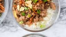 Sriracha Hoisin Ground Pork Bowls {Freezable} Sriracha Hoisin Ground Pork Bowls {Freezable}