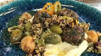 Lamb meatballs with spiced seeds and olive salad Lamb meatballs with spiced seeds and olive salad