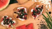 Watermelon Bruschetta with Whipped Feta, Basil, and Balsamic Drizzle Watermelon Bruschetta with Whipped Feta, Basil, and Balsamic Drizzle