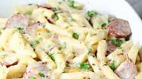 Spicy Smoked Sausage Alfredo Bake Spicy Smoked Sausage Alfredo Bake