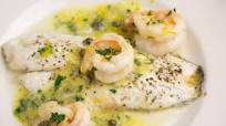 Black Sea Bass with Shrimp in a Lemon Scampi Sauce Black Sea Bass with Shrimp in a Lemon Scampi Sauce