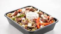 Steak Gyro Rice Bowl with Onions, Peppers, and Feta no prep, quick cook Steak Gyro Rice Bowl with Onions, Peppers, and Feta no prep, quick cook