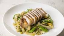 Seared Pork Chops with Spring Vegetable Ragout Seared Pork Chops with Spring Vegetable Ragout