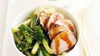 Hoisin pork fillet with stir-fried chinese greens Hoisin pork fillet with stir-fried chinese greens
