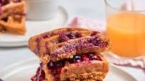 Blender Sweet Potato Waffles with Blueberry Sauce Blender Sweet Potato Waffles with Blueberry Sauce