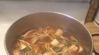 Vegan Udon Noodles Soup with Tofu and Vegetables Vegan Udon Noodles Soup with Tofu and Vegetables