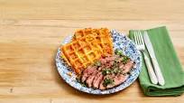 Flank Steak with Cheesy Waffle Hash Browns Flank Steak with Cheesy Waffle Hash Browns
