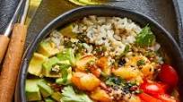 Brown Rice Shrimp Bowl with Tomatoes & Avocado Brown Rice Shrimp Bowl with Tomatoes & Avocado