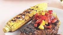 Cubano Pork Chops with Pickle-and-Pepper Relish and Char-Grilled Corn Cubano Pork Chops with Pickle-and-Pepper Relish and Char-Grilled Corn