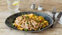 Honey-Dijon Pork Chops with Summer Squash, Lima Bean & Corn Hash Honey-Dijon Pork Chops with Summer Squash, Lima Bean & Corn Hash