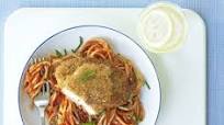 Pork Milanese with spaghetti Pork Milanese with spaghetti