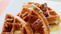 Spiced Maple Pecan Waffles with Cinnamon Créme Anglaise Spiced Maple Pecan Waffles with Cinnamon Créme Anglaise