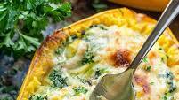 Spinach Stuffed Spaghetti Squash With Parmesan Cream Sauce Spinach Stuffed Spaghetti Squash With Parmesan Cream Sauce