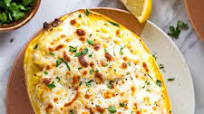 Skinny Chicken Alfredo Stuffed Spaghetti Squash Skinny Chicken Alfredo Stuffed Spaghetti Squash