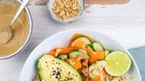 Tofu & Rice Noodle Bowl with Peanut Sauce Tofu & Rice Noodle Bowl with Peanut Sauce
