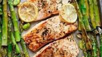 One Pan Lemon Garlic Baked Salmon + Asparagus One Pan Lemon Garlic Baked Salmon + Asparagus