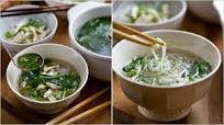 Meal in a Bowl With Chicken, Rice Noodles and Spinach Meal in a Bowl With Chicken, Rice Noodles and Spinach