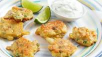 Indian cauliflower fritters with cucumber raita Indian cauliflower fritters with cucumber raita