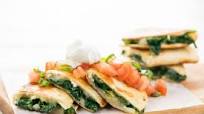 Spanakopita Quesadilla with Greek yogurt and tomato Spanakopita Quesadilla with Greek yogurt and tomato