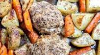 Baked Boneless Chicken Thighs Potatoes + Carrots Baked Boneless Chicken Thighs Potatoes + Carrots