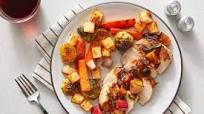 Seared Pork & Roasted Vegetables with Apple & Sage Pan Sauce Seared Pork & Roasted Vegetables with Apple & Sage Pan Sauce