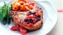 Pork Chops with Rhubarb-Cherry Sauce Pork Chops with Rhubarb-Cherry Sauce