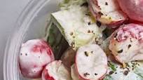 Smashed Cucumbers and Radishes in Yogurt Sauce Smashed Cucumbers and Radishes in Yogurt Sauce