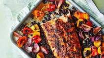 Blackened roast salmon with avocado & mango salsa Blackened roast salmon with avocado & mango salsa