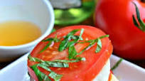 Fresh Caprese Salad with White Balsamic Reduction (tom on a vine; nickyD) Fresh Caprese Salad with White Balsamic Reduction (tom on a vine; nickyD)