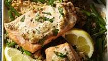 Dijon Salmon with Green Bean Pilaf Dijon Salmon with Green Bean Pilaf