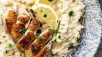 Lemon risotto with pan-roasted chicken Lemon risotto with pan-roasted chicken