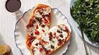 French Bread Pizzas with Kale Caesar Salad French Bread Pizzas with Kale Caesar Salad