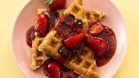 Granola-Whole Wheat Waffles with Double-Berry Sauce Granola-Whole Wheat Waffles with Double-Berry Sauce