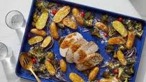 Sheet Pan Italian Pork Roast with Fingerling Potatoes, Broccoli & Hot Honey Dressing Sheet Pan Italian Pork Roast with Fingerling Potatoes, Broccoli & Hot Honey Dressing