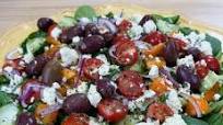 Greek Salad on a Bed of Fresh Spinach Greek Salad on a Bed of Fresh Spinach