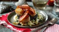 Scallops with bacon, black pudding and colcannon Scallops with bacon, black pudding and colcannon