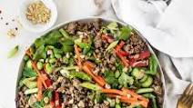 Thai Salad with Ginger Ground Beef and Peanut Dressing Thai Salad with Ginger Ground Beef and Peanut Dressing