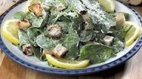 Baby Spinach Caesar Salad with Olive Bread Croutons Baby Spinach Caesar Salad with Olive Bread Croutons