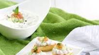 Blinis and tzatziki with Labeyrie smoked salmon Blinis and tzatziki with Labeyrie smoked salmon