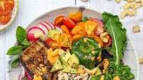 Sticky Sweet Chilli Aubergine and Hummus Rainbow Bowl Sticky Sweet Chilli Aubergine and Hummus Rainbow Bowl