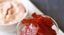 Salami Chips with a Spicy Dip Salami Chips with a Spicy Dip