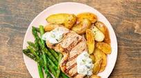 Grilled Pork Chops + Asparagus Spears with Tzatziki Grilled Pork Chops + Asparagus Spears with Tzatziki