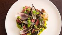 Longhorn beef sirloin, pickled walnut salsa verde and tropea onions Longhorn beef sirloin, pickled walnut salsa verde and tropea onions