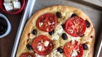 Focaccia with tomatoes, olives and feta Focaccia with tomatoes, olives and feta