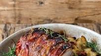 Roast pork loin with pears and pecorino cheese Roast pork loin with pears and pecorino cheese