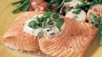 Poached Salmon Fillets with Watercress Mayonnaise Poached Salmon Fillets with Watercress Mayonnaise